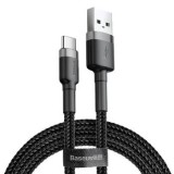 CABLU alimentare si date Baseus Cafule, Fast Charging Data Cable pt. smartphone, USB la USB Type-C, 3m, brodat, gri+negru &quot;CATKLF-UG1&quot; (timbru verde 0