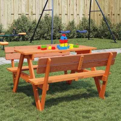 vidaXL Masă picnic pentru 4 copii, orificiu umbrelă, lemn masiv brad foto