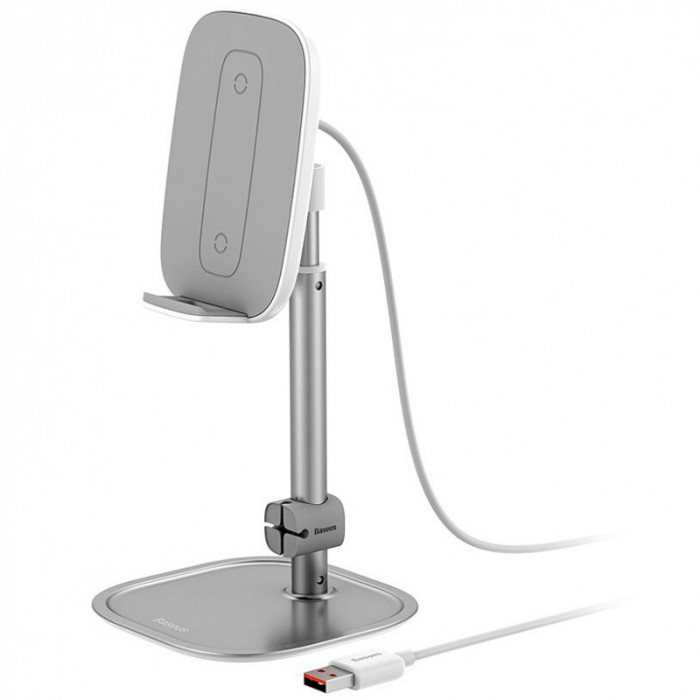 Incarcator retea Wireless Baseus Desktop Bracket, Quick Charge, 15W, Argintiu SUWY-D0S