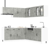 vidaXL Set dulapuri de bucătărie 11 piese &bdquo;Lucca&rdquo; gri beton Lemn