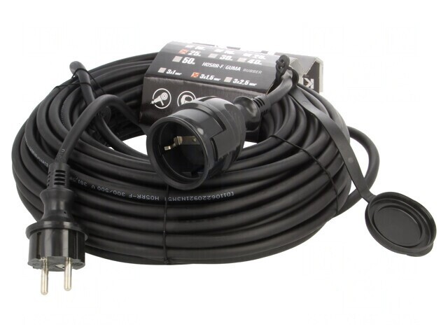 Prelungitor alimentare negru 25m 16A