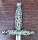 Coupe-papier din argint filigranat in forma de stilet,