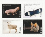 Nevis 2017 - Fauna , Animalele lumii , Bloc 4 valori , dantelate , MNH ,Mi.3192-3195