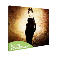 Tablou fosforescent Actrita Audrey Hepburn foto