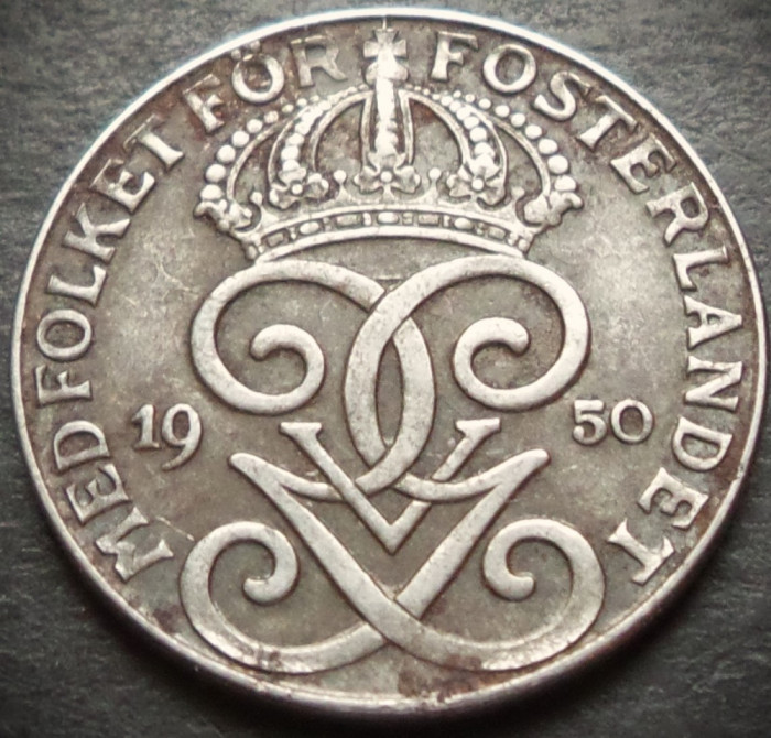 Moneda istorica 2 ORE - SUEDIA, anul 1950 * cod 813 = varianta FIER- excelenta
