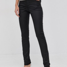 Morgan Pantaloni femei, culoarea negru, mulat, medium waist