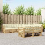 vidaXL Set de canapele de exterior 8 pcs Alb și crem Poliester 3390665