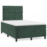 Cumpara ieftin Gossi pat box spring cu saltea, verde inchis, 120x190 cm, catifea
