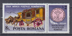 ROMANIA 1991 LP 1271 a ZIUA MARCII POSTALE ROMANESTI SERIE CU VINIETA MNH foto