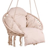Scaun rotund tip leagan suspendat cu perna Confort Plus, casa sau gradina, ecru Household NewTrend