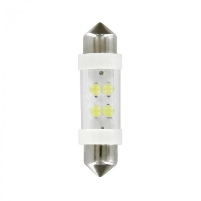 Bec tip LED 24V sofit cu 4 leduri 11x38mm SV8,5-8 2buc - Alb LAM98358
