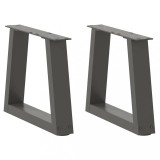 VidaXL Picioare pentru măsuță de cafea &icirc;n formă de V, 2 buc., antracit, 30x(30-31,3) cm, oțel