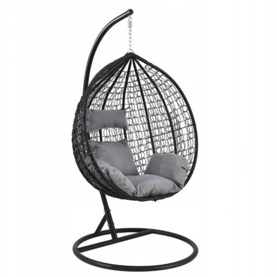 Leagan tip cuib, fotoliu suspendat, maxim 130 kg, cocoon negru si perne gri, JollyMag, KR23 foto
