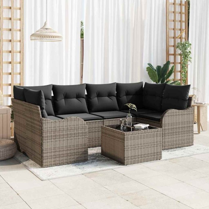 vidaXL Set de canapele pentru grădină 7 pcs Gri 55 x 55 x 37 cm 3345599