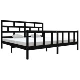 Cumpara ieftin Cadru de pat, negru, 200x200 cm, lemn masiv de pin