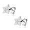 Cercei argint - stea mica, gravuri, zircon transparent