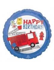 Balon folie rotund Happy Birthday pompieri 43 cm foto