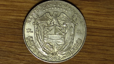 Panama - argint 0.900 raritate- 1/4 cvarto balboa 1962 UNC -varietate cu an unic foto