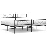 Cumpara ieftin Cadru pat metalic cu tablii de cap/picioare, negru, 183x213 cm