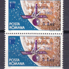 Romania 1965 cosmos supratipar Ranger 9 pereche MNH