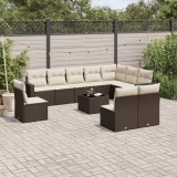 Gossi set canapele de gradina cu perne, 11 piese, maro, poliratan