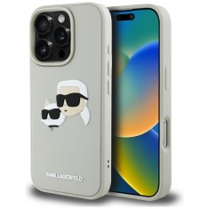 Husa originala iPhone 16 Pro Karl Lagerfeld 3D Design, Rubber Karl&amp;amp;Choupette, KLHCP16LRBCKCHLE, bej, foto