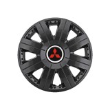 Set 4 Capace Roti 15 inchi (R15) Cosmos Negru, Compatibile cu Mitsubishi, Autohelix MSA
