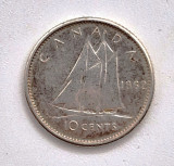 moneda argint _ Canada 10 cents 1962 _ km # 51