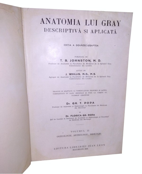 Anatomia lui Gray (volumul 2) - T.B. Johnston | Okazii.ro
