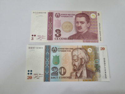 bancnote tadjikistan/tajikistan 2 v. foto