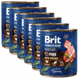 Brit premium by Nature Conservă de porc &amp;amp; trahee 6 x 800 g