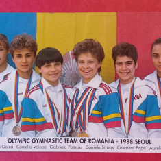 Foto-tip carte postala - Echipa Olimpica de Gimnastica a ROMANIEI-1988 SEUL