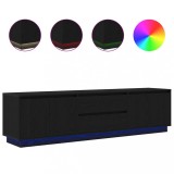 Cumpara ieftin Dulap TV cu lumini LED Stejar negru 193,5x41x50 cm