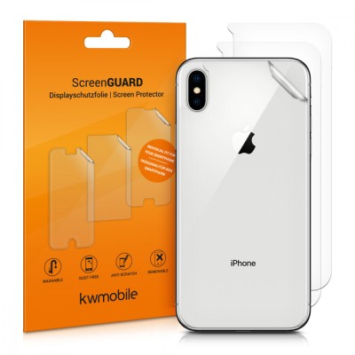Set 3 Folii de protectie pentru Apple iPhone XS Max, kwmobile, Spate, Transparenta, 45920.5 foto