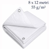 Cumpara ieftin Prelata universala alba impermeabila cu inele metalice, 8x12 m, PE 55 g/mp, protectie ridicata