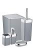 Set accesorii baie, 5 piese, dozator sapun, suport sapun si periuta dinti, perie WC, gri