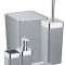 Set accesorii baie, 5 piese, dozator sapun, suport sapun si periuta dinti, perie WC, gri