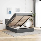 VidaXL Pat otoman cu saltea și LED-uri țesătură gri &icirc;nchis 140x200 cm 3312396