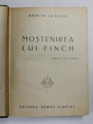 MOSTENIREA LUI FINCH de MAZO DE LA ROCHE , 1932 foto