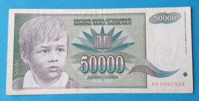 Bancnota - Jugoslavia Iugoslavia 50.000 Dinari 1992 - in stare foarte buna foto