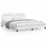 VidaXL Cadru de pat cu tăblie, alb, 180x200 cm, piele ecologică