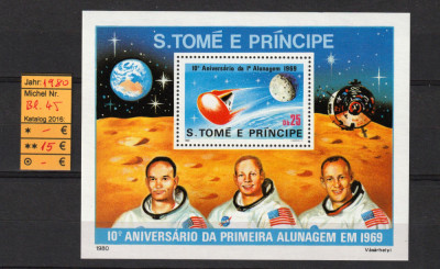 Sao Tome e Principe, 1980 | Aniv. aselenizare Apollo 11 - Cosmos | MNH | aph foto