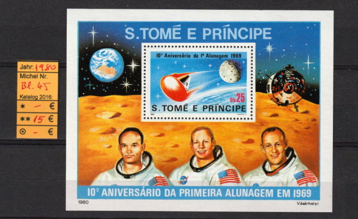 Sao Tome e Principe, 1980 | Aniv. aselenizare Apollo 11 - Cosmos | MNH | aph