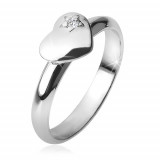 Inel cu o inimă convexă, simetrică, stea, zirconiu, argint 925 - Marime inel: 54