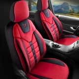 Set Huse Scaune Auto Panda Toronto, Suede, cu fermoare pentru bancheta rabatabila, rosu negru, 11 piese