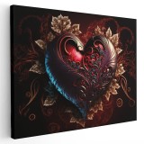 Tablou inima cu ornament floral creativ 1678 Tablou canvas pe panza CU RAMA 40x60 cm