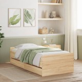 vidaXL Cadru pat cu sertare, stejar sonoma, 75x190 cm, mic single