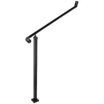 Balustrada fier forjat, 2-3 trepte Vivatechnix Negru Mat, Inaltime 159.6 cm, lungime 76.5 cm, pozitii reglabile foto