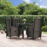 vidaXL Set mobilier de grădină cu perne, 5 piese, negru, poliratan 3185060