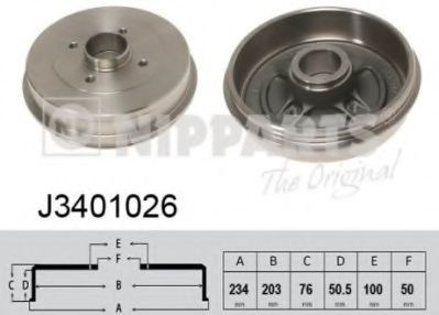 Tambur frana NISSAN MICRA III (K12) (2003 - 2010) NIPPARTS J3401026 foto